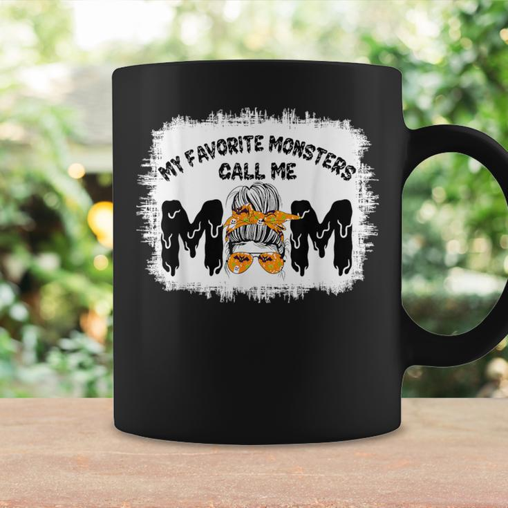 My Favorite Monsters Call Me Mom Messy Bun Happy Halloween Coffee Mug Gifts ideas