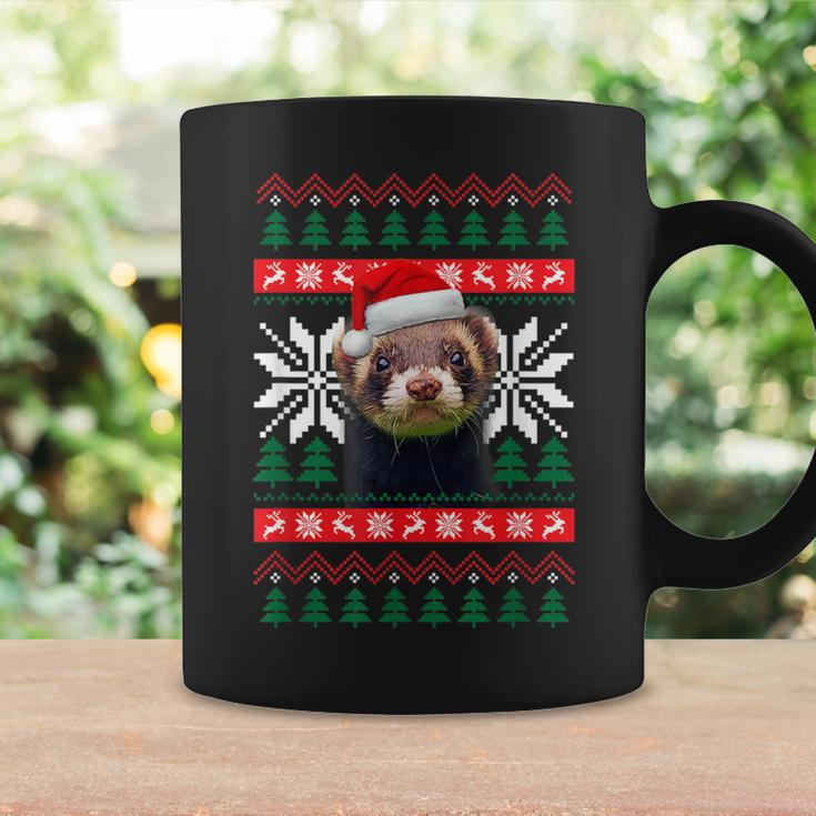 Ferret Ugly Christmas Sweater Style Santa Hat Animal Coffee Mug Gifts ideas