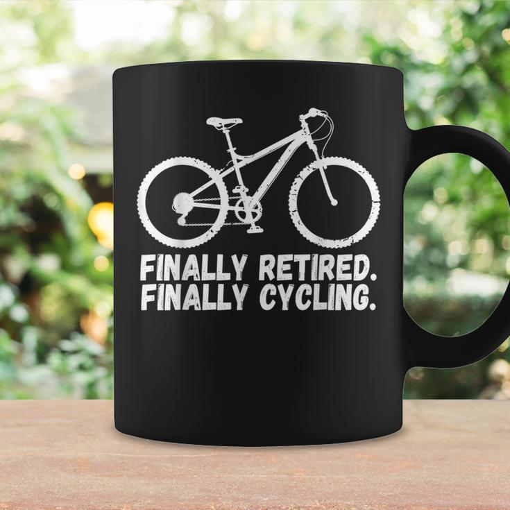 Finally Retired Finally Cycling Mountain Biking Coffee Mug Gifts ideas