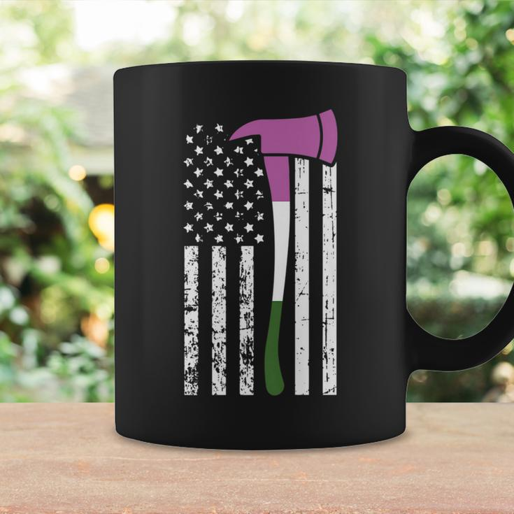Firefighter American Flag Lgbt-Q Gender-Queer Pride Fireman Coffee Mug Gifts ideas