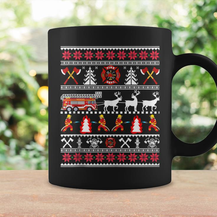 Firefighter Ugly Christmas Sweater Fireman Fire Department Coffee Mug Gifts ideas