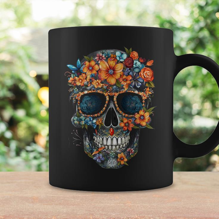Floral Mexican Skull Day Of The Dead Dia De Muertos Coffee Mug Gifts ideas