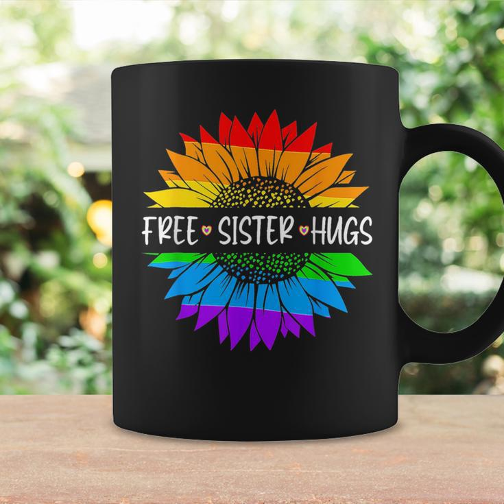 Free Sister Hugs Rainbow Sunflower Lgbt Gay Pride Month Coffee Mug Gifts ideas