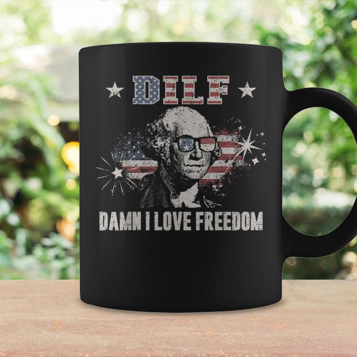 Funny 4Th Of July Dilf Damn I Love Freedom Usa Flag Men Gift For Mens Coffee Mug Gifts ideas