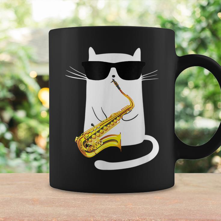 Funny Cat Wearing Sunglasses Playing Saxophone Coffee Mug Gifts ideas