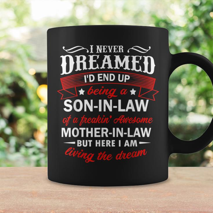Funny Son In Law Of A Freaking Awesome Mother In Law Gift For Mens Coffee Mug Gifts ideas