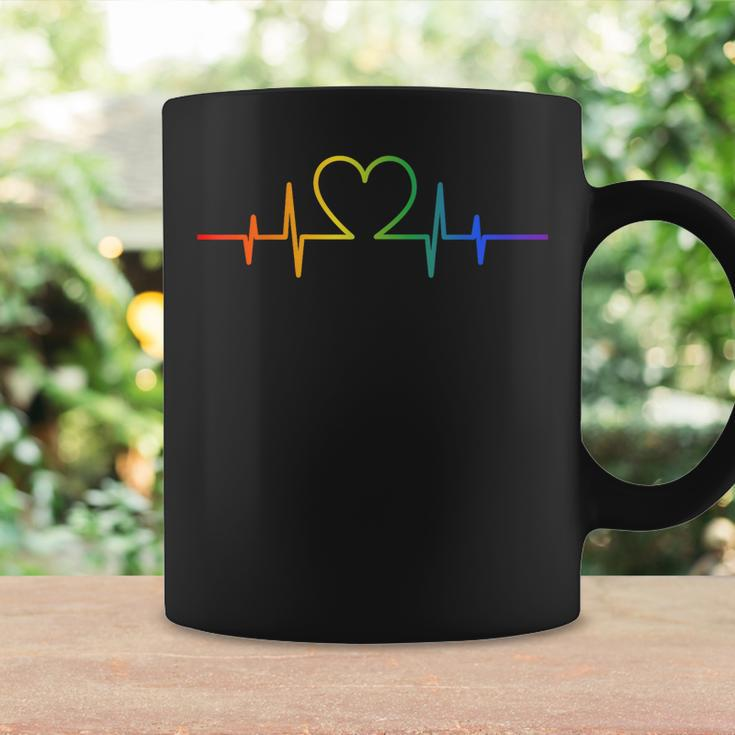 Gay Heartbeat Lgbt Pride Rainbow Flag Lgbtq Cool Les Ally Coffee Mug Gifts ideas