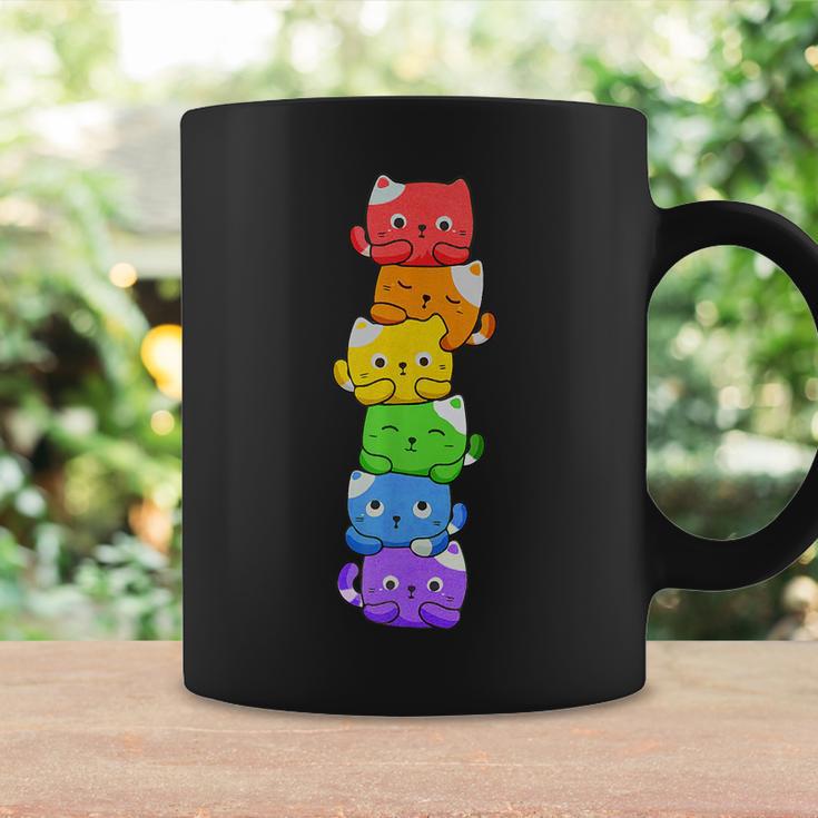 Gay Pride Cat Lgbt Kawaii Cats Pile Cute Anime Rainbow Flag Coffee Mug ...