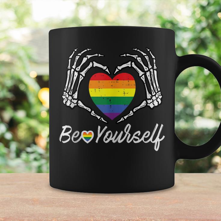 Gay Pride Heart Skeleton Be Yourself Rainbow Lgbt Men Women Coffee Mug Gifts ideas