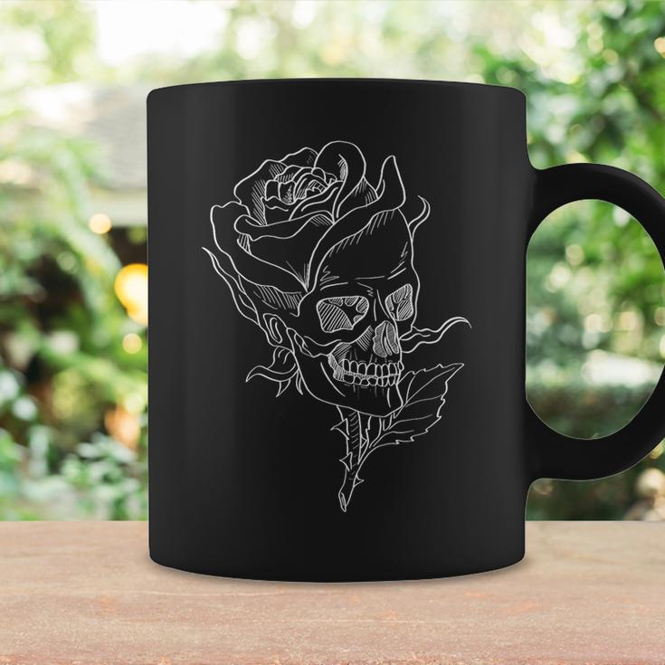 Goth Rose Skull Face Graphic For Women And Girls Skeleton Coffee Mug Gifts ideas