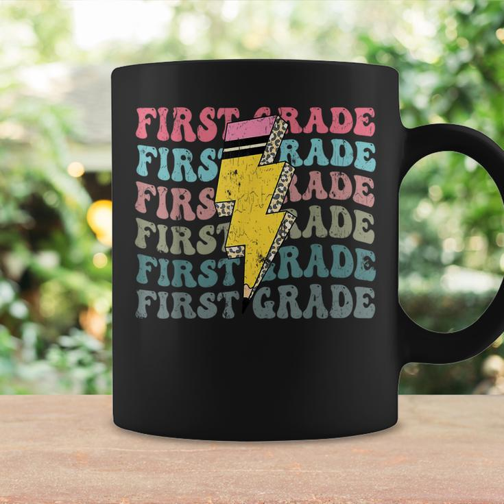 Groovy First Grade Lightning Pencil Retro Teacher Coffee Mug Gifts ideas