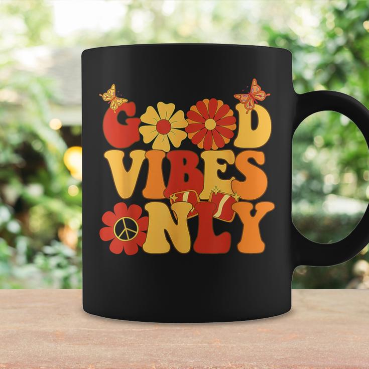 Groovy Good Vibes Only Peace Love 60S 70S Flower Butterfly Coffee Mug Gifts ideas