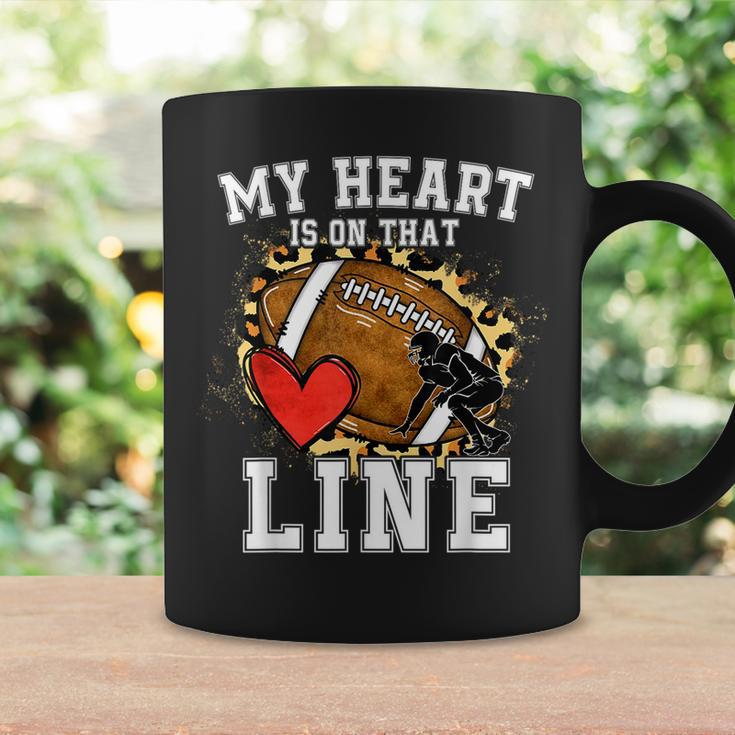 My Heart Is On The Line Offensive Lineman Football Leopard Coffee Mug Gifts ideas