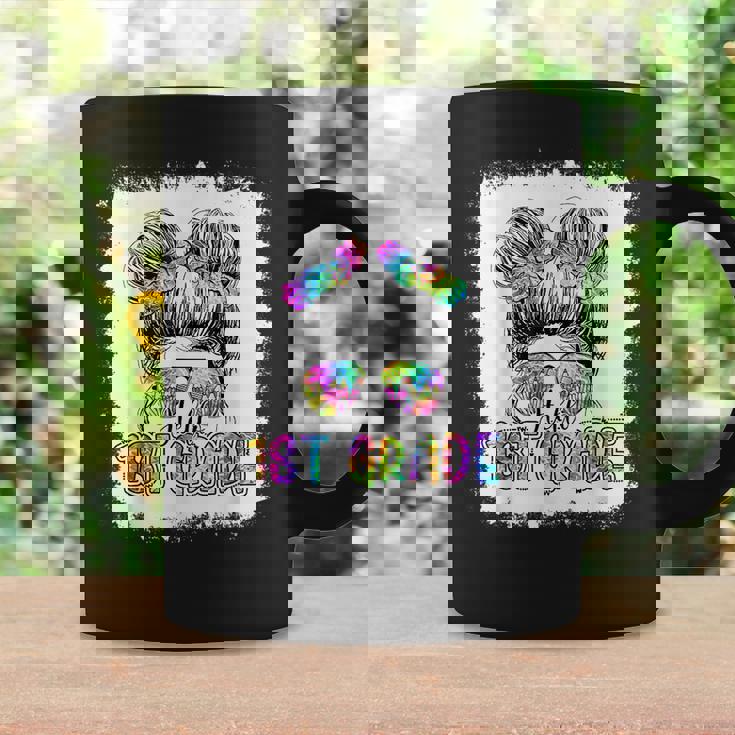 Hello 1St Grade Messy Bun Girls Tie Dye Cute Back To School Coffee Mug Gifts ideas