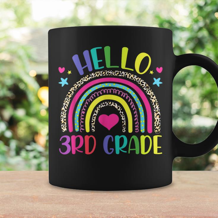 Hello 3Rd Grade Leopard Boho Rainbow 1St Day Of School Coffee Mug Gifts ideas