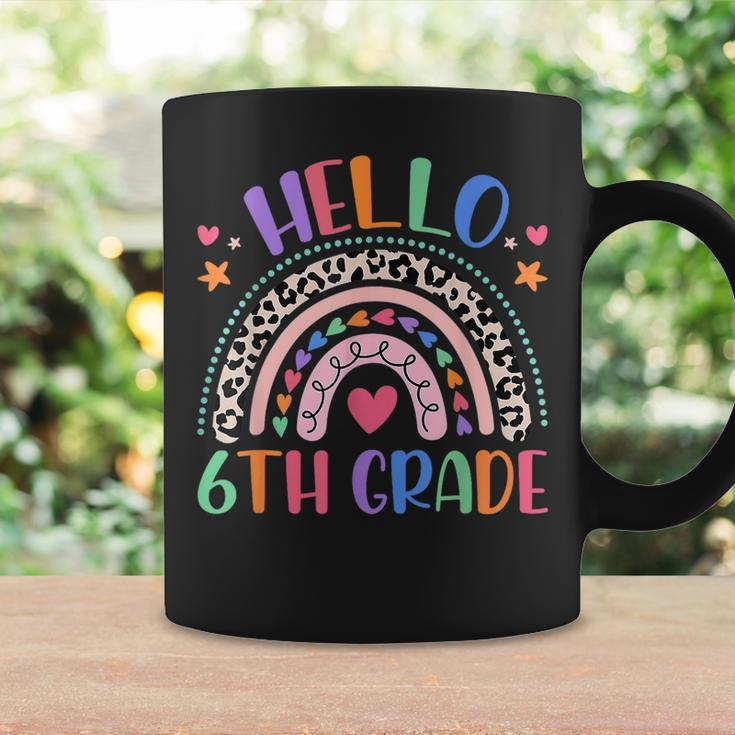 Hello 6Th Grade Leopard Boho Rainbow 1St Day Of School Coffee Mug Gifts ideas