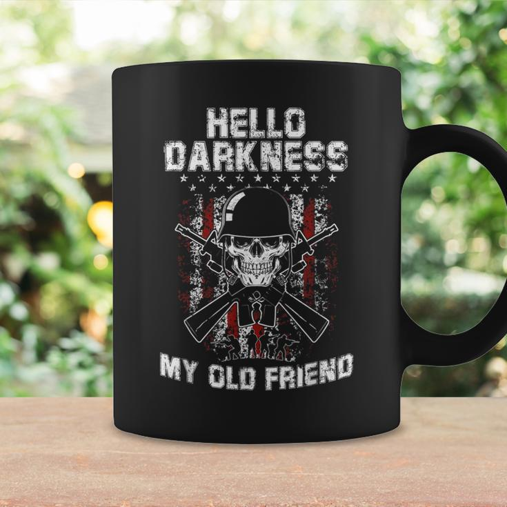 Hello Darkness My Old Friend Veteran Skull Us Flag Gift Coffee Mug Gifts ideas