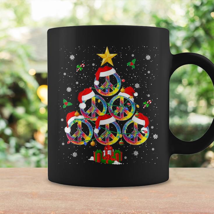 Hippies Christmas Peace Sign Tie Dye Xmas Tree Lights Coffee Mug Gifts ideas
