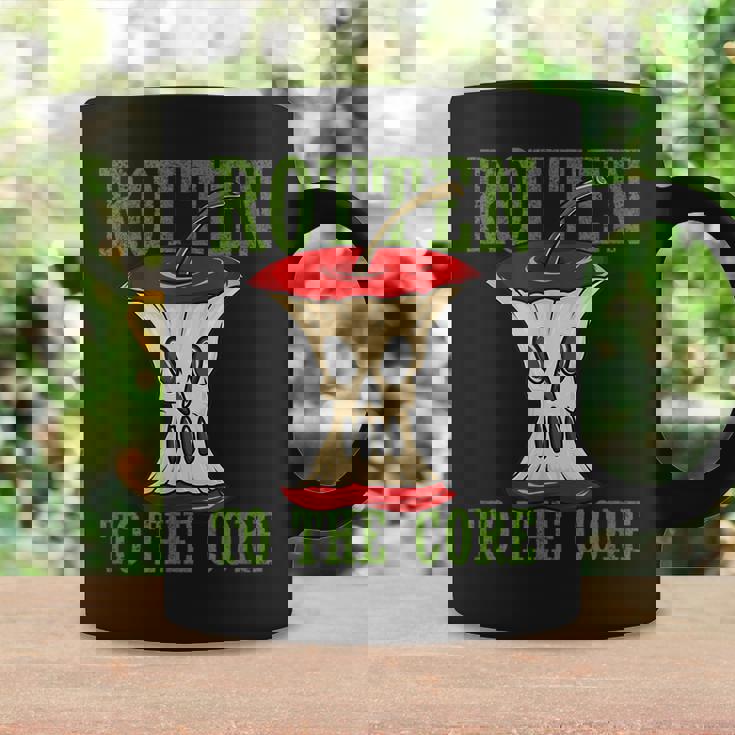 Horror Rotten To The Core Scary Skeleton Face Apple Core Scary Coffee Mug Gifts ideas