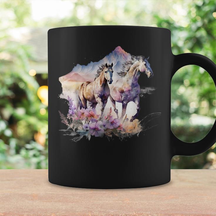 Horses Flowers Wild Mane Boho Western Southern Cowgirl Gifts For Bird Lovers Funny Gifts Coffee Mug Gifts ideas