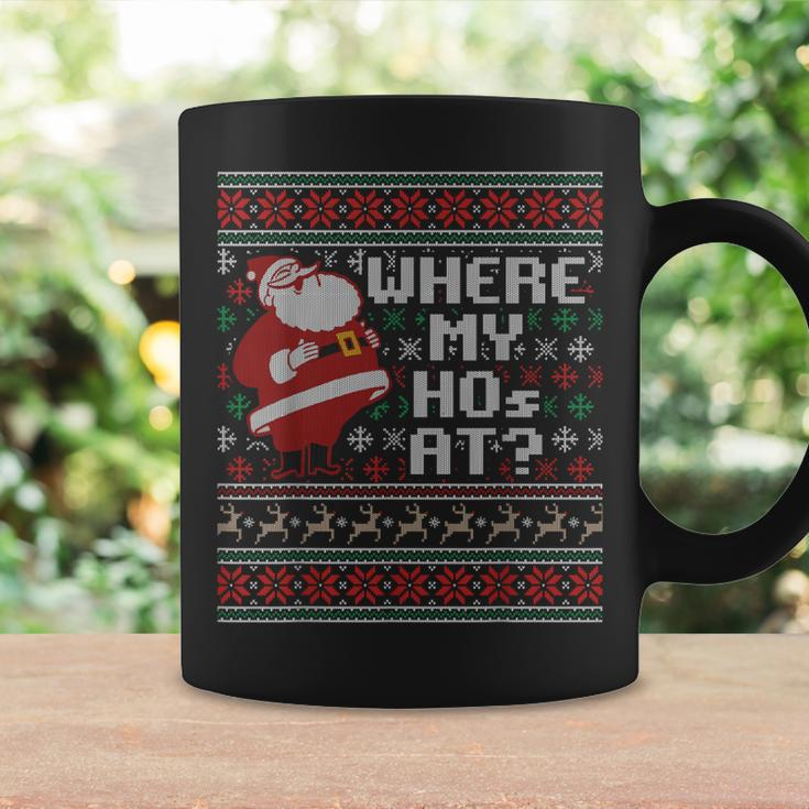 Where My Hos At Ugly Christmas Sweater Style Couples Coffee Mug Gifts ideas