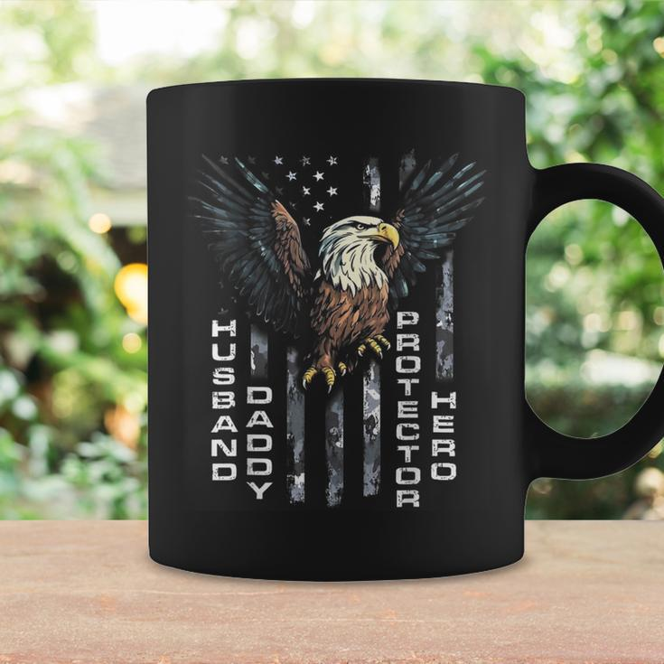 Husband Daddy Protector Hero Fathers Day American Flag Funny Gifts For Husband Coffee Mug Gifts ideas