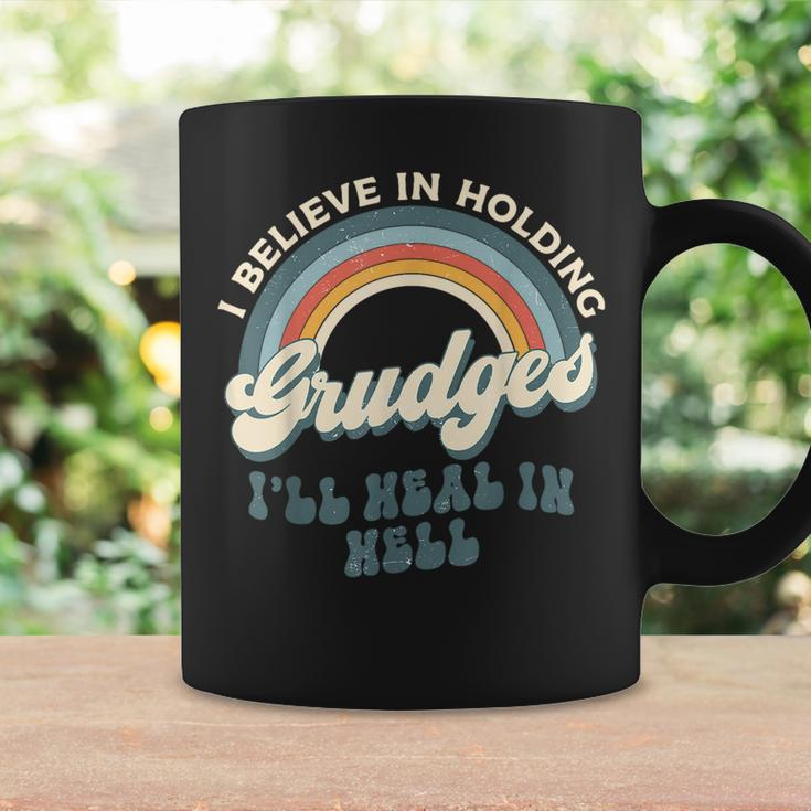 I Believe In Holding Grudges Ill Heal In Hell Retro Rainbow Coffee Mug Gifts ideas