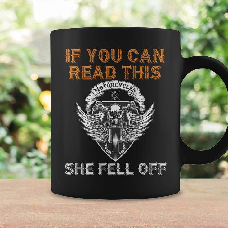 If You Can Read This She Fell Off Motorcycle Skull On Back Gift For Mens Coffee Mug Gifts ideas