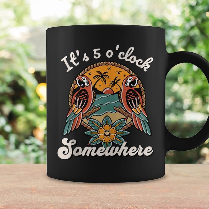 It's 5 O’Clock Somewhere Parrot Summer Beach Sunset Drinking Coffee Mug Gifts ideas
