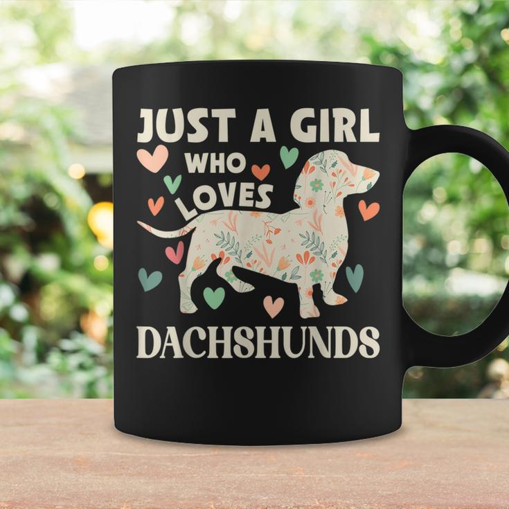 Just A Girls Who Loves Dachshunds Cute Floral Dachshund Dog Coffee Mug Gifts ideas