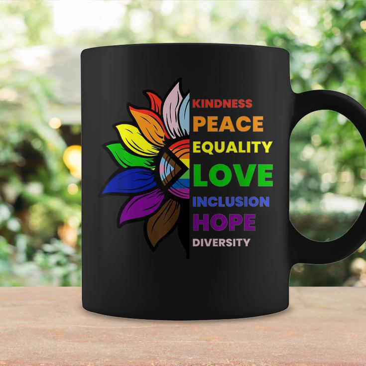 Kindness Peace Equality Sunflower Gay Pride Coffee Mug Gifts ideas