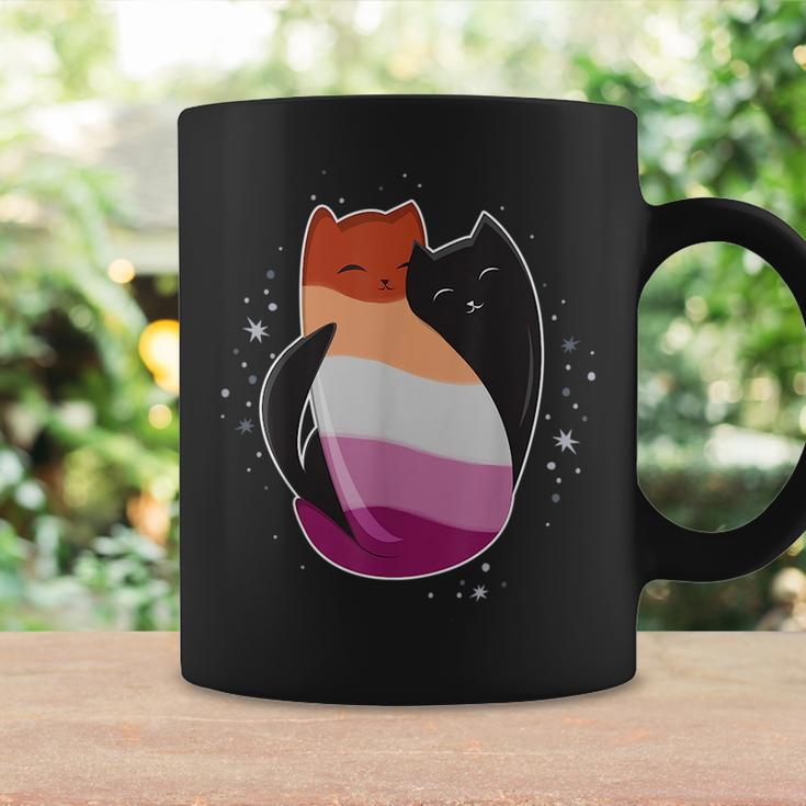 Lesbian Cat Lgbt Pride Flag Lgbt Gay Sapphic Black Yin Yang Coffee Mug Gifts ideas