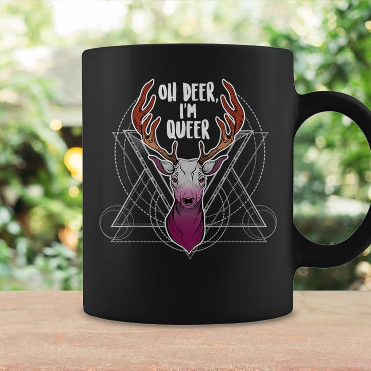 Lesbian Oh Deer Im Queer Lgbt Gay Pride Sapphic Flag Coffee Mug Gifts ideas