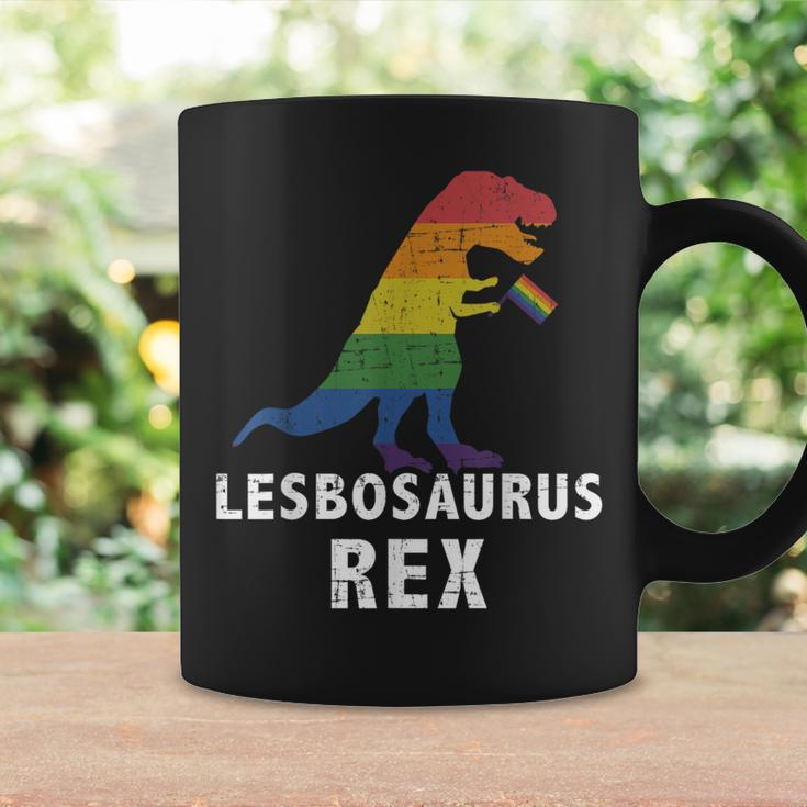 Lesbosaurus Rex Dinosaur In Rainbow Flag For Lesbian Pride Coffee Mug Gifts ideas