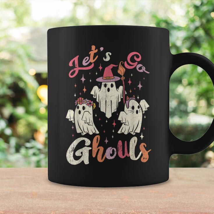 Let's Go Ghouls Retro Groovy Ghost Cute Halloween Costume Coffee Mug Gifts ideas