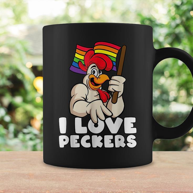 Lgbt Rainbow Flag Rooster Pun I Love Peckers Gay Chicken Dad Coffee Mug Gifts ideas