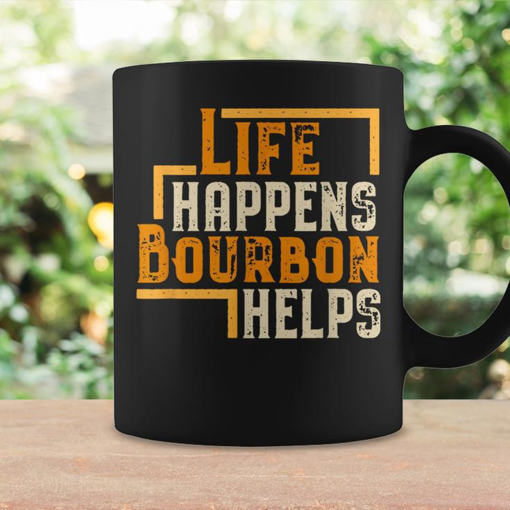 Life Happens Bourbon Helps Whiskey Drinking Coffee Mug Gifts ideas