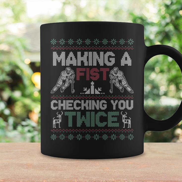 Making A Fist Checking You Twice Ugly Christmas Pajama Party Coffee Mug Gifts ideas