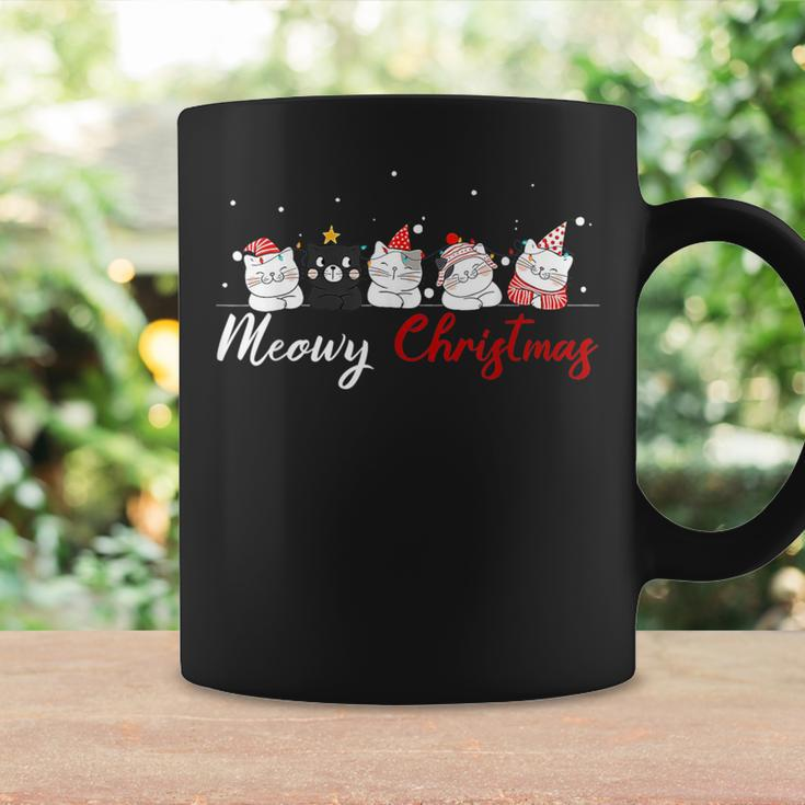 Meowy Catmas Santa Hat Xmas Cat Lover Christmas Lights Coffee Mug Gifts ideas