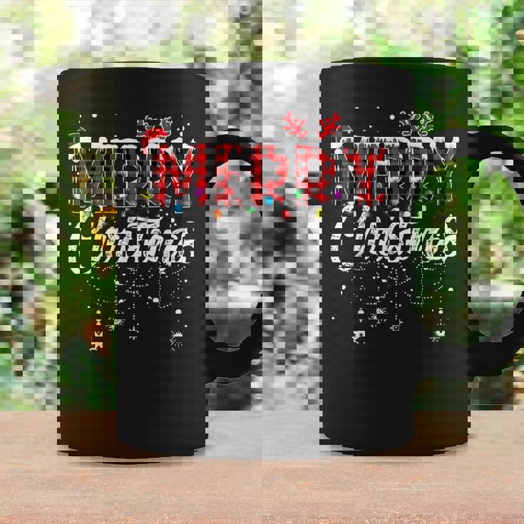 Merry Christmas Buffalo Plaid Red Santa Hat Xmas Pajamas Coffee Mug Gifts ideas