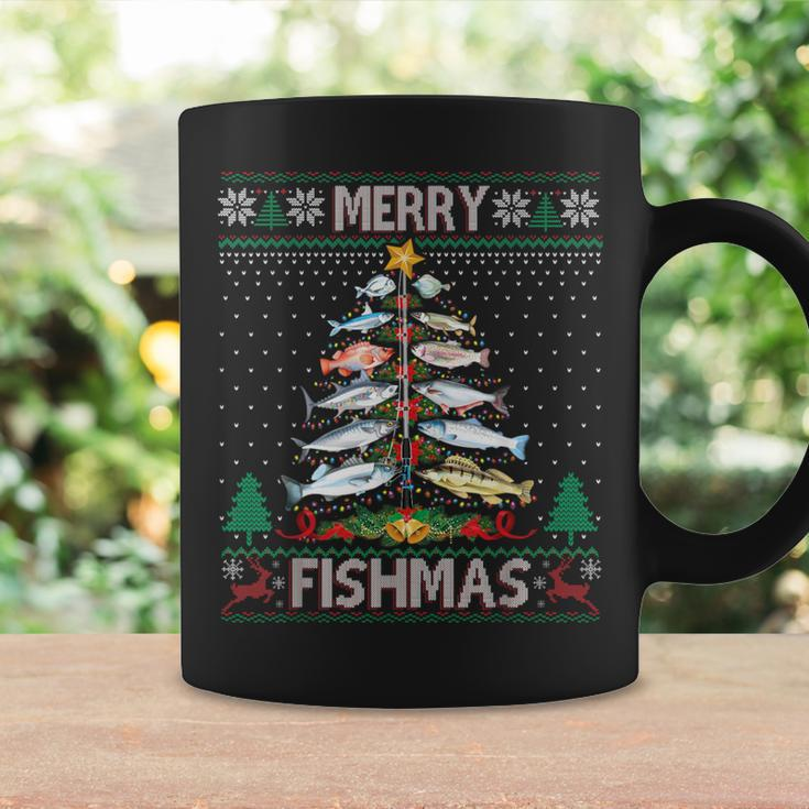 Merry Fishmas Ugly Sweater Fish Fishing Rod Christmas Tree Coffee Mug Gifts ideas