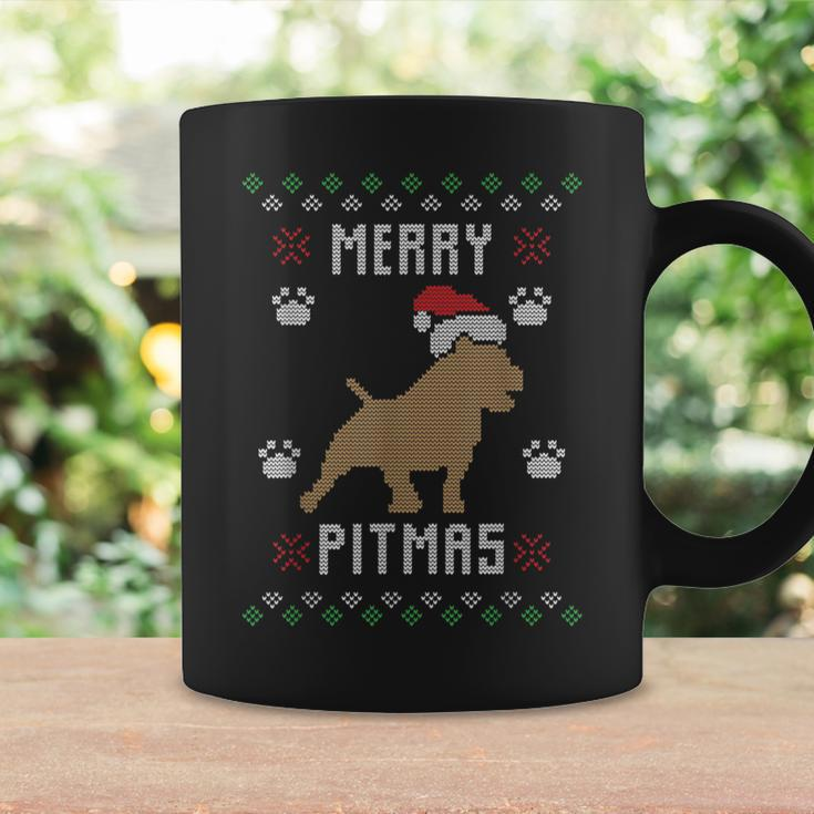 Merry Pitmas Ugly Christmas Sweater Pit Bull Lovers Coffee Mug Gifts ideas