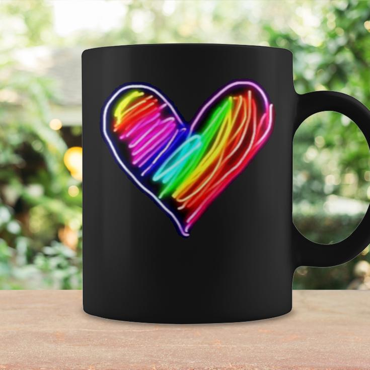 Neon Rainbow Heart Love Pride Lgbqt Rally Coffee Mug Gifts ideas