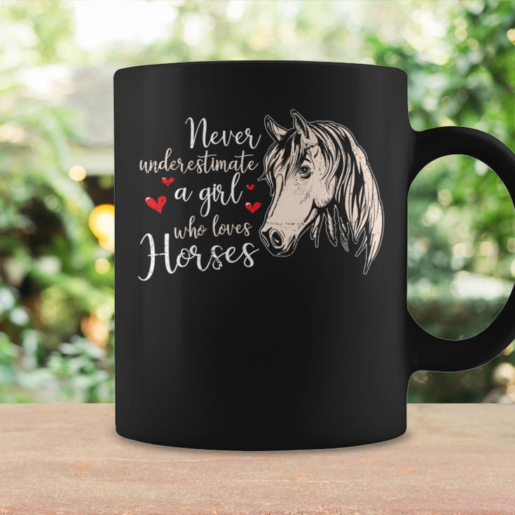 Never Underestimate A Girl Who Loves Horses Horse Girl Farm Coffee Mug Gifts ideas