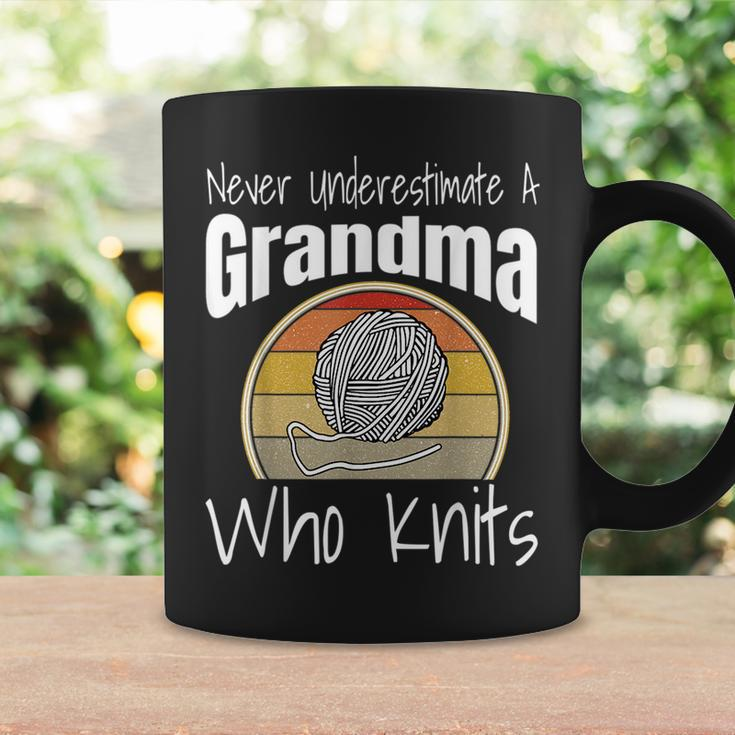 Never Underestimate A Grandma Who Knits Knitting Retro Funny Coffee Mug Gifts ideas
