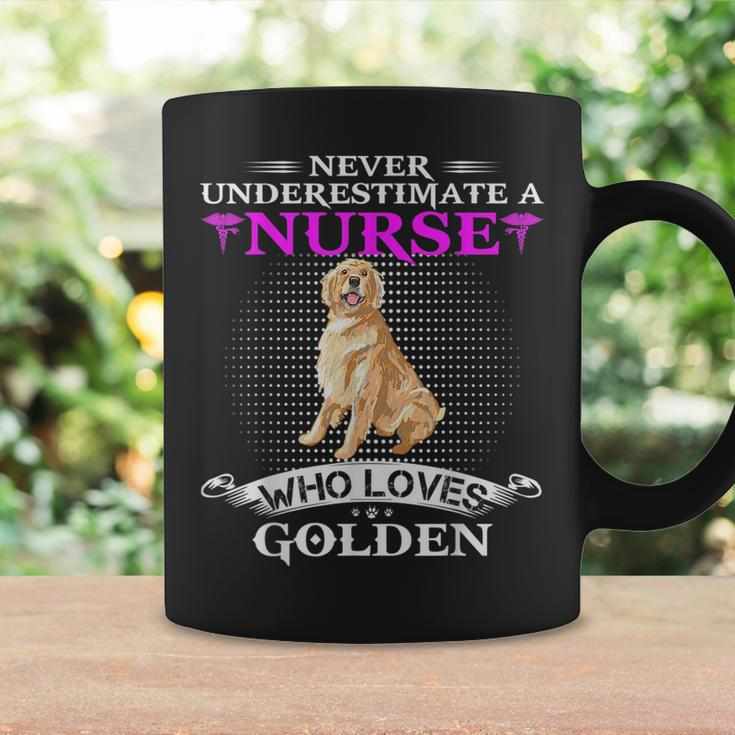 Never Underestimate A Nurse Who Loves Golden Retriever Funny Coffee Mug Gifts ideas