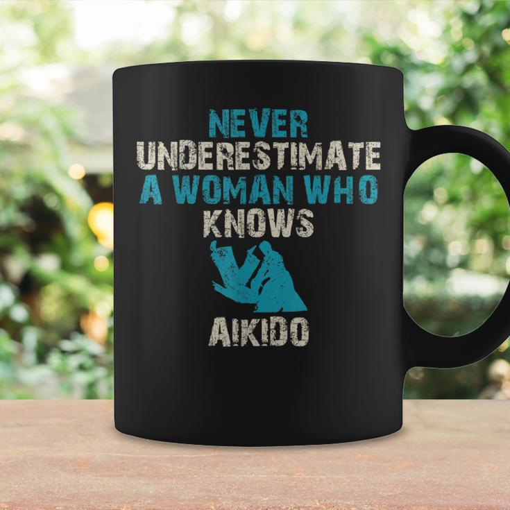Never Underestimate A Woman Who Knows Aikido Quote Funny Coffee Mug Gifts ideas