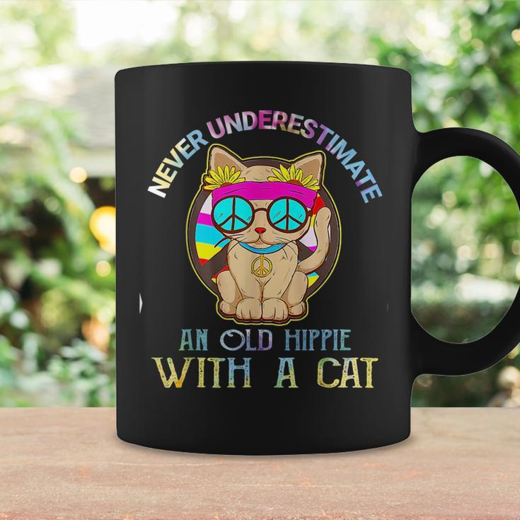 Never Underestimate An Old Hippie With A Cat Funny Coffee Mug Gifts ideas