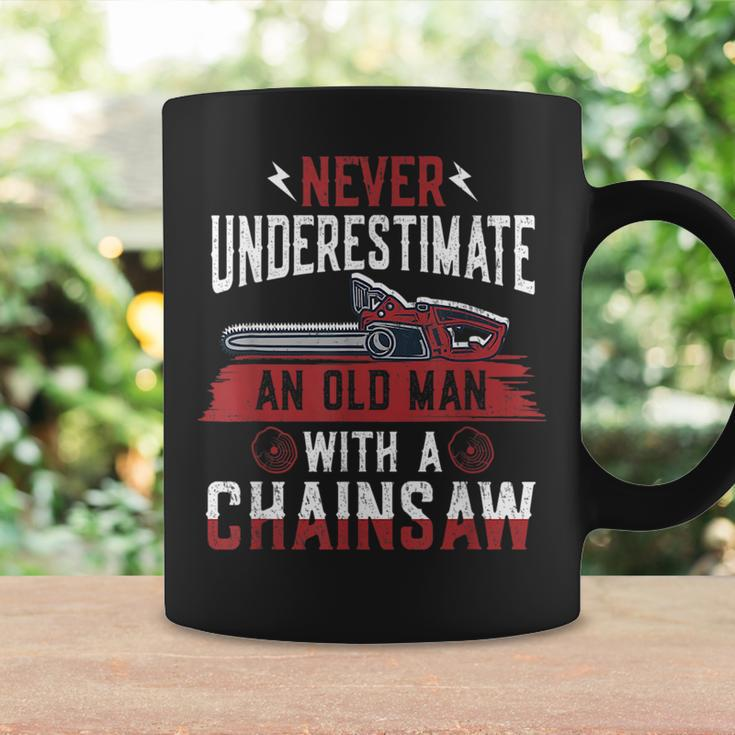 Never Underestimate An Old Man Chainsaw Lumberjack Coffee Mug Gifts ideas