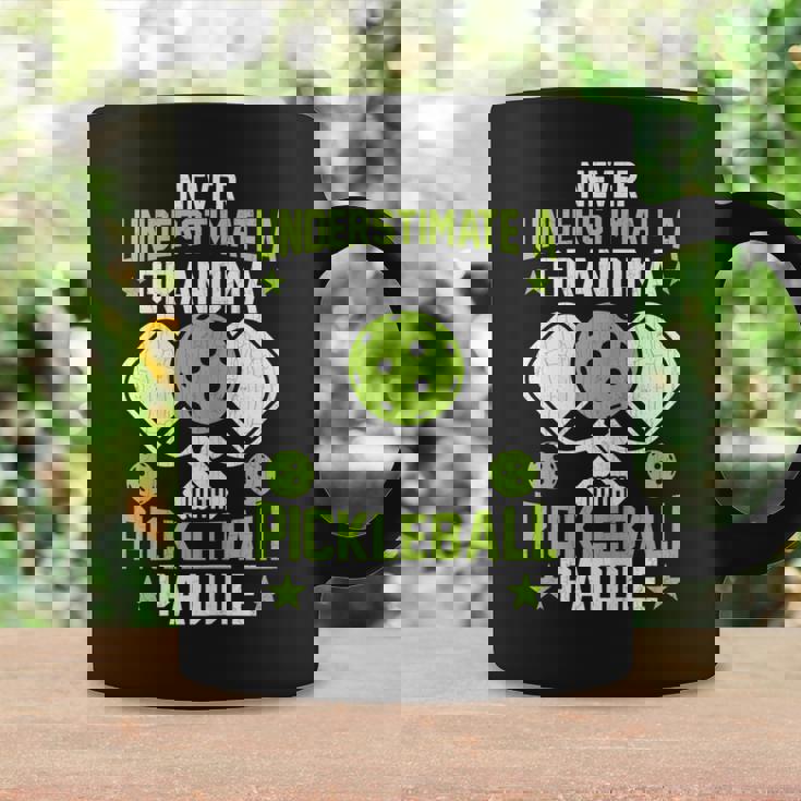 Never Underestimate Grandma Pickleball Player Paddle Graphic Coffee Mug Gifts ideas